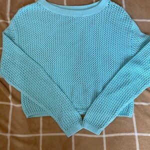 bp Blue Crew Neck Sweater with Textured Knit